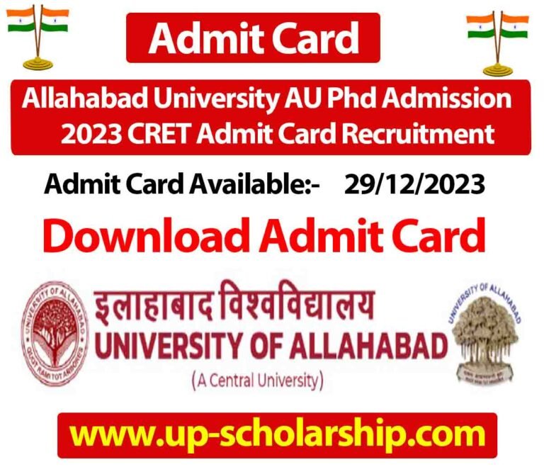 Allahabad University AU Phd Admission 2023 CRET Admit Card Recruitment